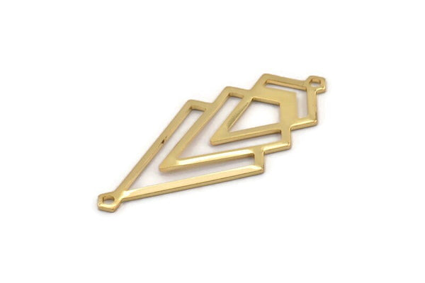 Gold Triangle Charm, 2 Gold Plated Brass Diamond Charms With 2 Loops (51x22x1mm) M01163