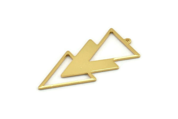 Gold Triangle Charm, 2 Gold Plated Brass Triangle Charms With 1 Loop (49x21x1mm) M01112 Q0710