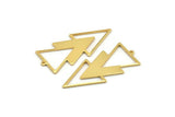Gold Triangle Charm, 2 Gold Plated Brass Triangle Charms With 1 Loop (49x21x1mm) M01112 Q0710