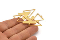 Gold Triangle Charm, 2 Gold Plated Brass Triangle Charms With 1 Loop (49x21x1mm) M01112 Q0710