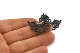 Black Charm, 2 Oxidized Black Brass,  Semi Circle Charm, Black Pendants With 2 Loops (30x24.5x1.1mm) E242 S1129