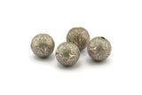 Silver Ball Bead, 12 Antique Silver Plated Brass Spacer Beads, Findings (10mm) D1233
