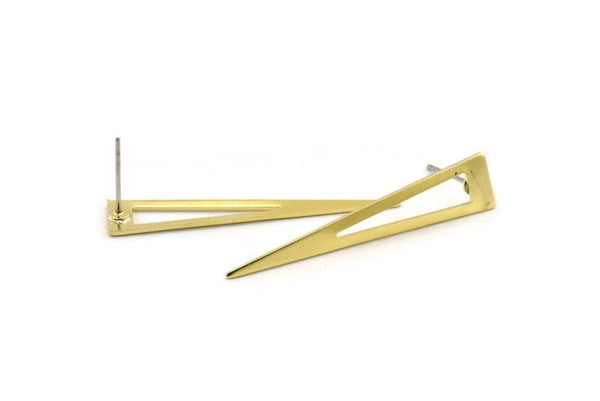 Brass Triangle Earring, 8 Raw Brass Triangle Stud Earrings (40x8x0.80mm) M156 A1822