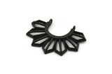 Black Sun Pendant, 2 Textured Oxidized Black Brass Sun Pendants With 2 Loops (36.5x26x2.6mm) E204 S1131