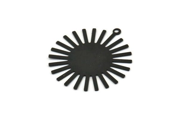 Black Sun Charm, 8 Oxidized Black Brass Sun Pendants With 1 Loop, Findings (33x30x0.50mm) A1519 S1109