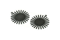 Black Sun Charm, 8 Oxidized Black Brass Sun Pendants With 1 Loop, Findings (33x30x0.50mm) A1519 S1109