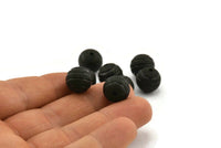 Black Ball Bead, 10 Oxidized Black Brass Spacer Beads, Findings (12mm) D1238 S1105