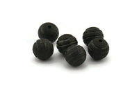 Black Ball Bead, 10 Oxidized Black Brass Spacer Beads, Findings (12mm) D1238 S1105