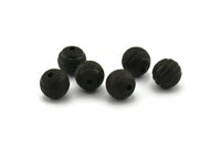 Black Ball Bead, 12 Oxidized Black Brass Spacer Beads, Findings (10mm) D1266 S1107