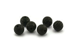 Black Ball Bead, 12 Oxidized Black Brass Spacer Beads, Findings (10mm) D1266 S1107