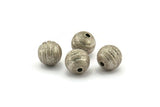 Silver Ball Bead, 12 Antique Silver Plated Brass Spacer Beads, Findings (10mm) D1266 H1170
