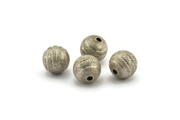 Silver Ball Bead, 12 Antique Silver Plated Brass Spacer Beads, Findings (10mm) D1266 H1170