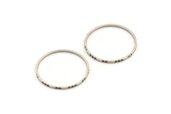 Silver Circle Connectors, 24 Textured Antique Silver Plated Circle Connectors (22x0.8x1mm) BS 1746
