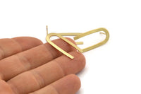 Gold Geometric Earring, 4 Gold Plated Brass U Shaped Stud Earrings (27x13x0.50mm) D1346 A1410 Q1108