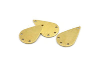 Brass Drop Charm, 12 Textured Raw Brass Drop Charms With 4 Holes (23x15x0.80mm) A1918