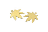 Brass Leaf Charm, 8 Textured Raw Brass Leaf Charms With 1 Hole (29x27x0.80mm) M01422