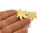 Brass Leaf Charm, 8 Textured Raw Brass Leaf Charms With 1 Hole (29x27x0.80mm) M01422
