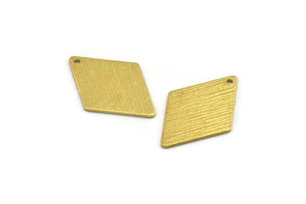Brass Diamond Charm, 12 Textured Raw Brass Rhombus Charms With 1 Hole (24x17x0.80mm) A1915