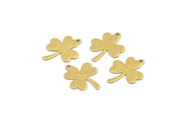 Brass Flower Charm, 50 Textured Raw Brass leaf Charms With 1 Hole (17x14x0.40mm) A1873