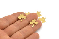 Brass Flower Charm, 50 Textured Raw Brass leaf Charms With 1 Hole (17x14x0.40mm) A1873