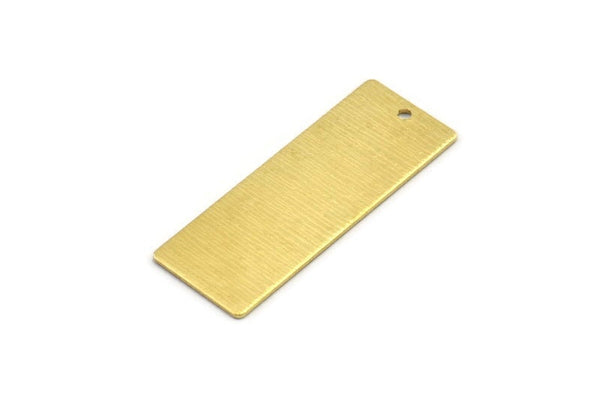 Brass Rectangle Charm, 6 Textured Raw Brass Rectangle Charms With 1 Loop (40x15x0.80mm) A1913
