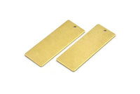 Brass Rectangle Charm, 6 Textured Raw Brass Rectangle Charms With 1 Loop (40x15x0.80mm) A1913