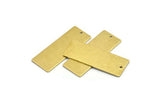 Brass Rectangle Charm, 6 Textured Raw Brass Rectangle Charms With 1 Loop (40x15x0.80mm) A1913