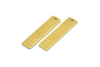 Brass Rectangle Charm, 10 Textured Raw Brass Rectangle Charms With 1 Loop (35x8x0.80mm) A1882