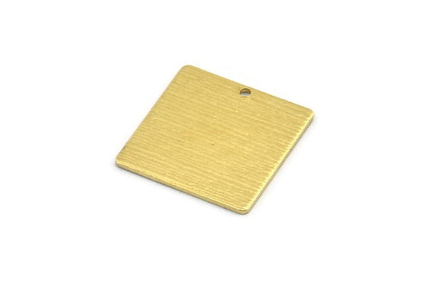 Brass Square Charm, 8 Textured Raw Brass Square Charms With 1 Hole (20x0.80mm) A1886