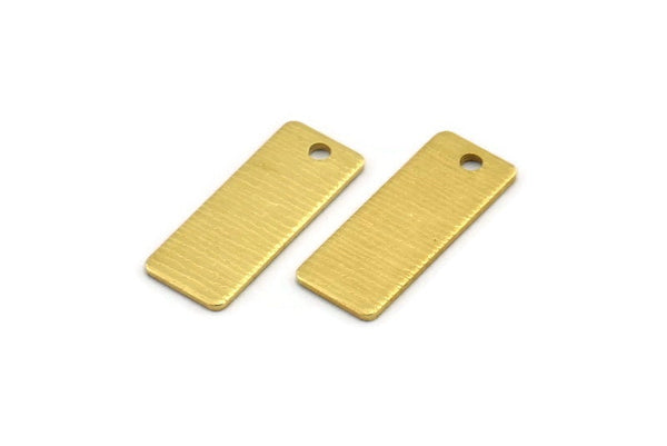 Brass Rectangle Charm, 24 Textured Raw Brass Rectangle Charms With 1 Loop (20x8x0.80mm) A1883