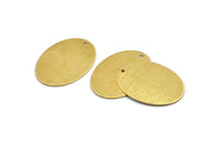 Brass Oval Charm, 6 Textured Raw Brass Oval Charms With 1 Hole (32x23x0.80mm) A1894