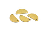 Semi Circle Charm, 24 Textured Raw Brass Half Moon Charms With 2 Holes (20x10x0.80mm) A1901