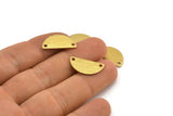 Semi Circle Charm, 24 Textured Raw Brass Half Moon Charms With 2 Holes (20x10x0.80mm) A1901