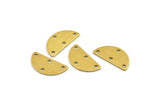 Semi Circle Charm, 24 Textured Raw Brass Half Moon Charms With 4 Holes (20x10x0.80mm) A1902