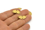 Semi Circle Charm, 24 Textured Raw Brass Half Moon Charms With 4 Holes (20x10x0.80mm) A1902