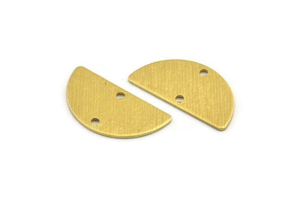 Semi Circle Charm, 12 Textured Raw Brass Half Moon Charms With 2 Holes (25x13x0.80mm) A1905