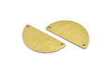 Semi Circle Charm, 10 Textured Raw Brass Half Moon Charms With 2 Holes (30x15x0.80mm) A1899