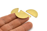Semi Circle Charm, 10 Textured Raw Brass Half Moon Charms With 2 Holes (30x15x0.80mm) A1899