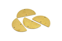 Semi Circle Charm, 10 Textured Raw Brass Half Moon Charms With 2 Holes (30x15x0.80mm) A1898