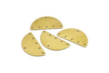 Semi Circle Charm, 10 Textured Raw Brass Half Moon Charms With 6 Holes (30x15x0.80mm) A1904