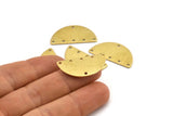 Semi Circle Charm, 10 Textured Raw Brass Half Moon Charms With 6 Holes (30x15x0.80mm) A1904