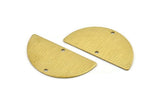 Semi Circle Charm, 4 Textured Raw Brass Half Moon Charms With 2 Holes (40x20x0.80mm) A1906