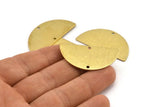 Semi Circle Charm, 4 Textured Raw Brass Half Moon Charms With 2 Holes (40x20x0.80mm) A1906