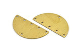 Semi Circle Charm, 4 Textured Raw Brass Half Moon Charms With 6 Holes (40x20x0.80mm) A1909