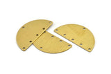 Semi Circle Charm, 4 Textured Raw Brass Half Moon Charms With 6 Holes (40x20x0.80mm) A1909