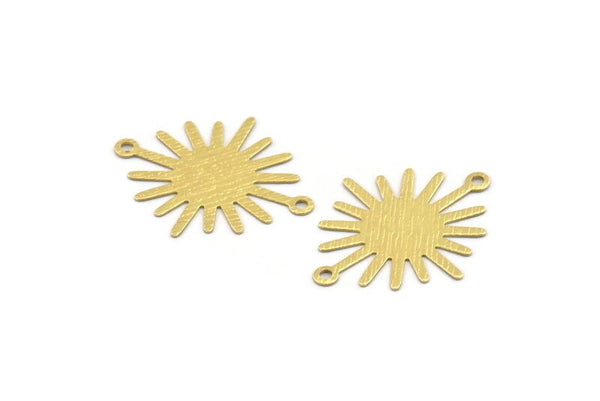 Brass Sun Charm, 24 Textured Raw Brass Sun Charms With 2 Loops, Findings (27x22x0.40mm) A1860