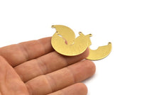 Brass Pendant, 6 Textured Raw Brass Semi Circle Charms With 2 Loops (31x27x0.80mm) A1917