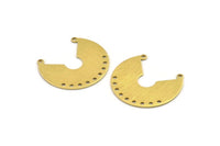 Brass Pendant, 6 Textured Raw Brass Semi Circle Charms With 2 Loops And 9 Holes (31x27x0.80mm) A1914