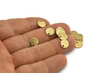 Brass Round Charm, 100 Textured Raw Brass Round Tags With 1 Hole (8mm) A1864