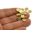 Brass Round Charm, 50 Textured Raw Brass Round Tags With 1 Hole (8x0.80mm) A1865